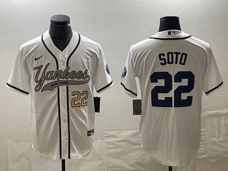 Men New York Yankees #22 Soto White Game Nike 2023 MLB Jersey style 2